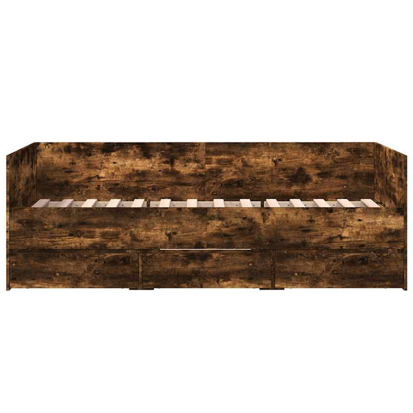 vidaXL Day Bed with Drawers without Mattress Smoked Oak 90x190 cm