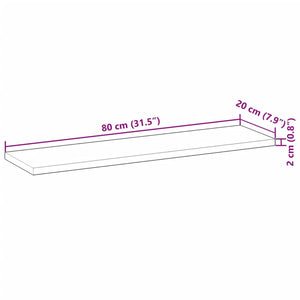 vidaXL Floating Wall Shelf 80x20x2 cm Solid Acacia Wood Untreated