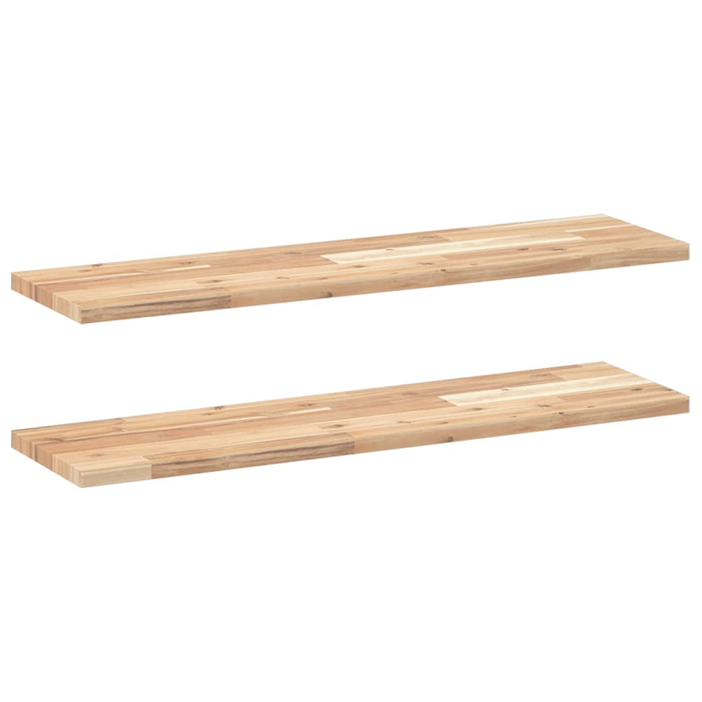vidaXL Floating Wall Shelves 2 pcs. 80x20x2 cm Solid Acacia Wood Untreated