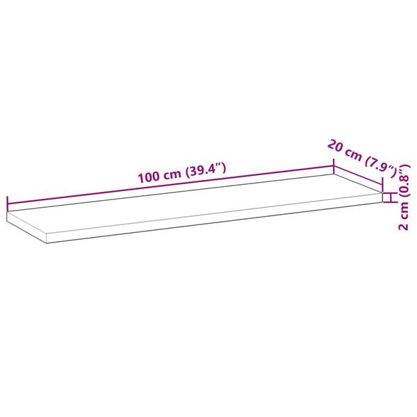 vidaXL Floating Shelf 100x20x2 cm Solid Acacia Wood Untreated