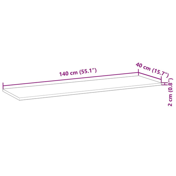 vidaXL Floating Shelf 140x40x2 cm Solid Acacia Wood Untreated
