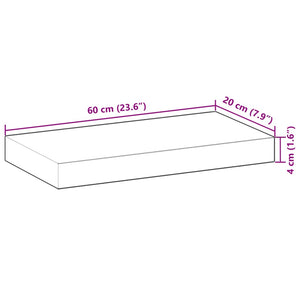 vidaXL Floating Shelf 60x20x4 cm Solid Acacia Wood Untreated