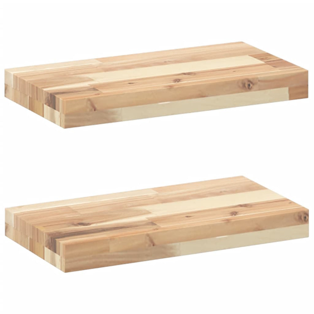 vidaXL Floating Wall Shelves 2 pcs 60x20x4 cm Solid Acacia Wood Untreated