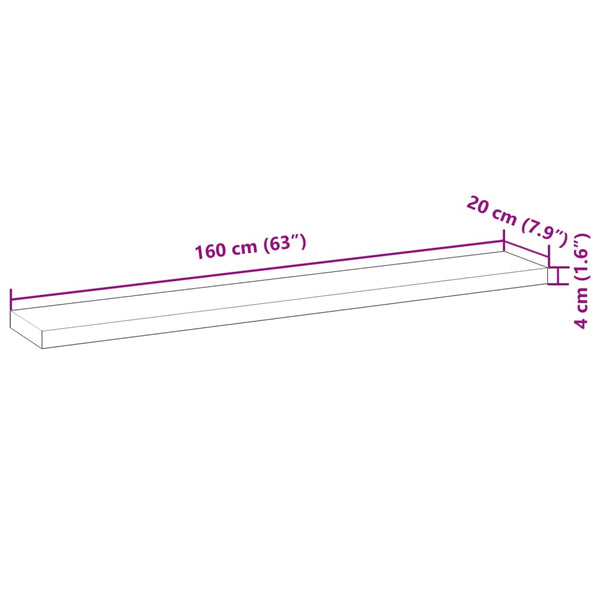 vidaXL Floating Shelf 160x20x4 cm Solid Acacia Wood Untreated