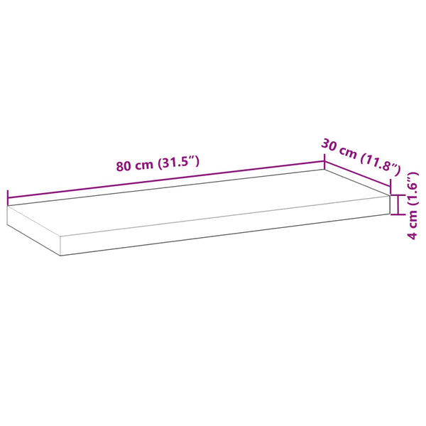 vidaXL Floating Wall Shelf 80x30x4 cm Solid Acacia Wood Untreated