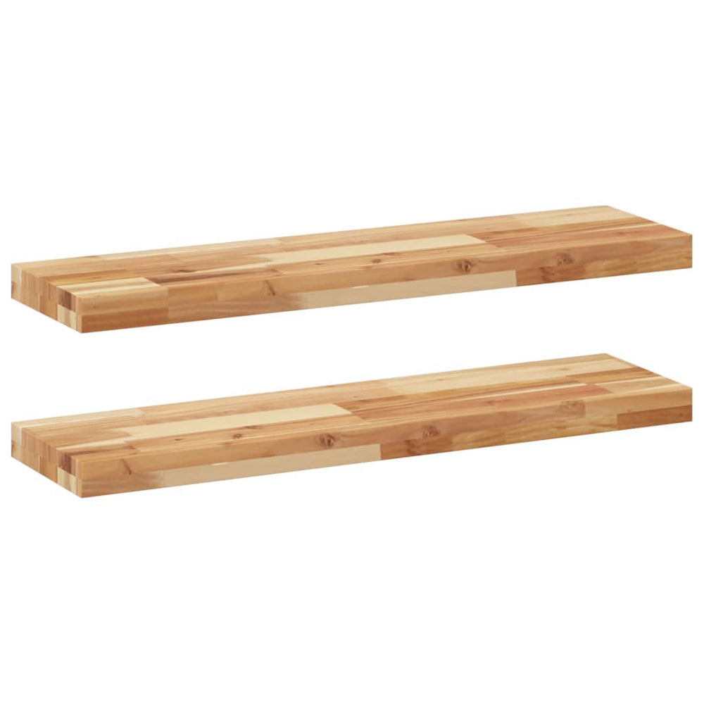 vidaXL Floating Wall Shelves 2 pcs. 80x20x4 cm Solid Acacia Wood Oil-treated