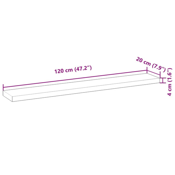 Massivholz Schweberegal Akazie 120 cm