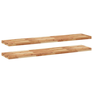 Akazie Massivholz Schweberegale, 160cm, 2er Set