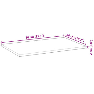 vidaXL Untreated Sink Countertop 80x50x2 cm Solid Acacia Wood