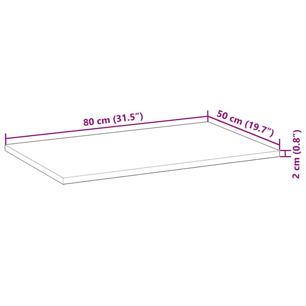 vidaXL Washbasin Countertop Oil Finish 80x50x2 cm Solid Acacia Wood