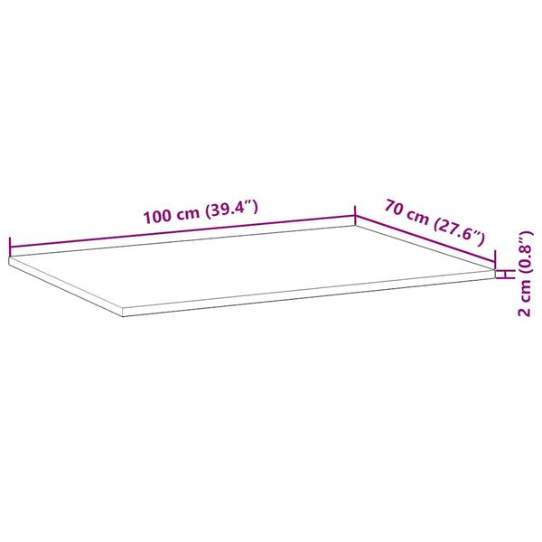 vidaXL Tabletop Untreated 100x70x2 cm Solid Acacia Wood