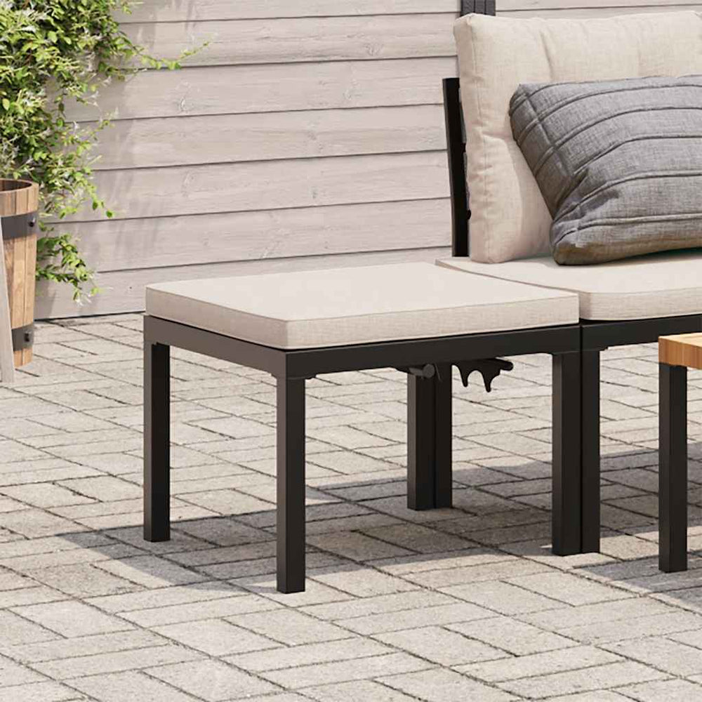 Gartenhocker Schwarz mit Kissen