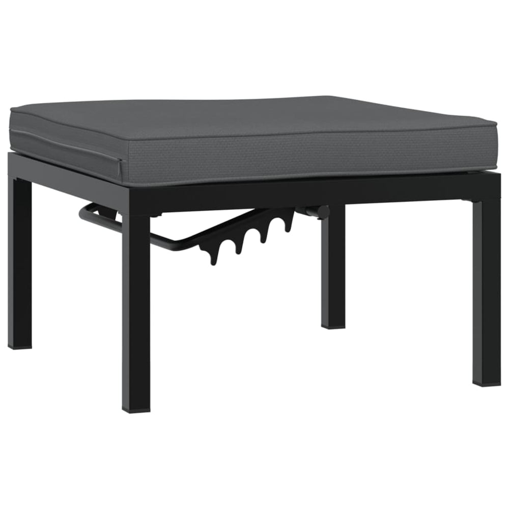 Gartenhocker Schwarz mit Kissen Aluminium