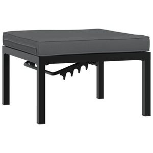 Gartenhocker Schwarz mit Kissen Aluminium