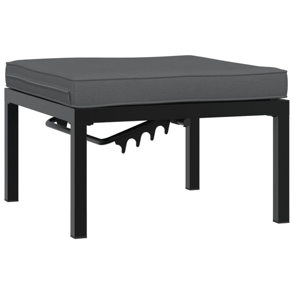 Gartenhocker Schwarz mit Kissen Aluminium