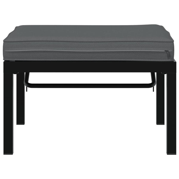 Gartenhocker Schwarz mit Kissen Aluminium
