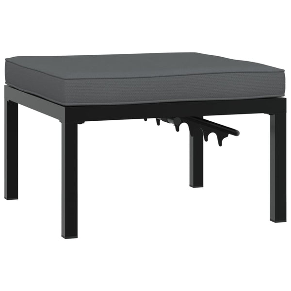 Gartenhocker Schwarz mit Kissen Aluminium