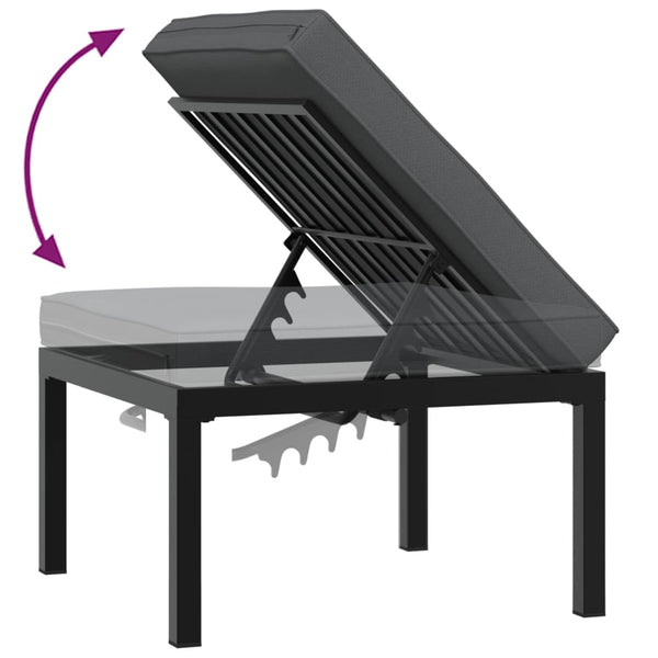 Gartenhocker Schwarz mit Kissen Aluminium