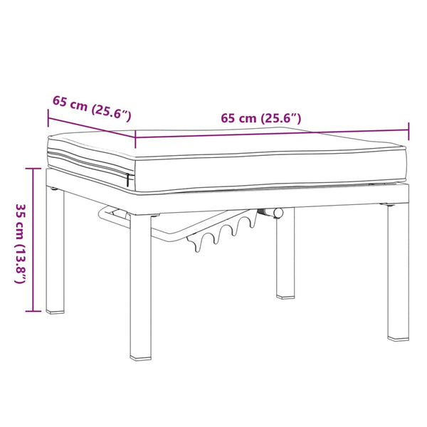 Gartenhocker Schwarz mit Kissen Aluminium