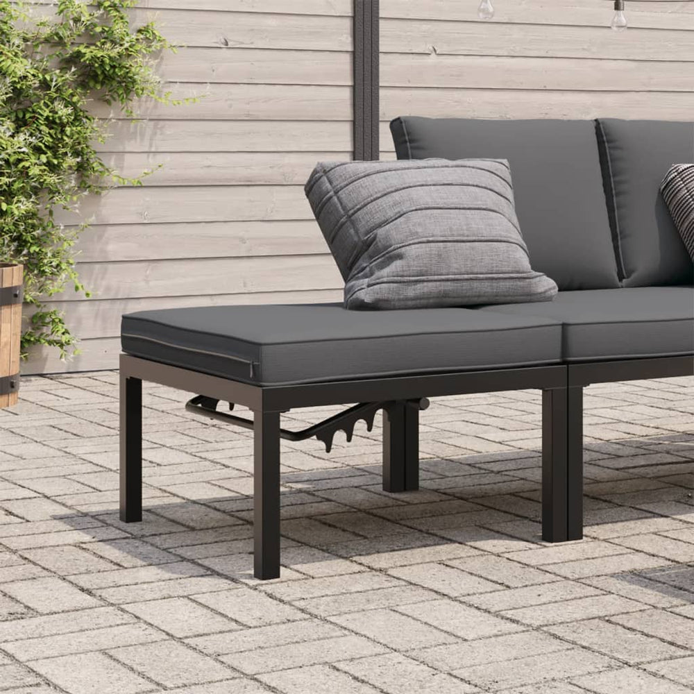 Gartenhocker Schwarz mit Kissen Aluminium