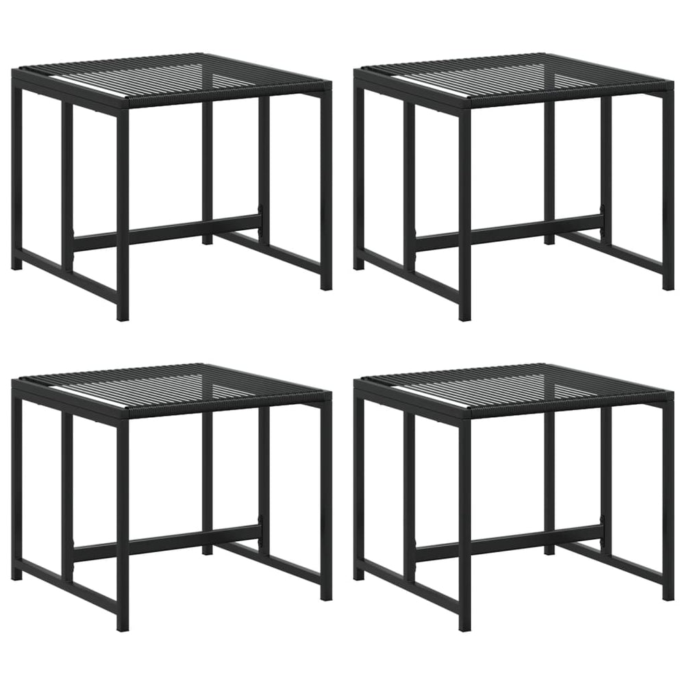 Gartenhocker 4er Set Schwarz Poly Rattan