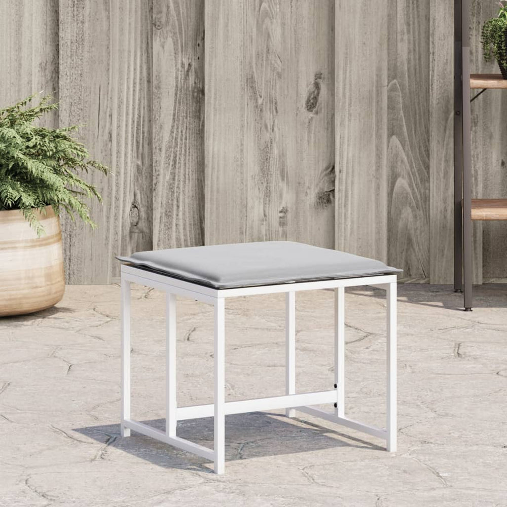 Gartenhocker mit Kissen, 4er Set, Weiß