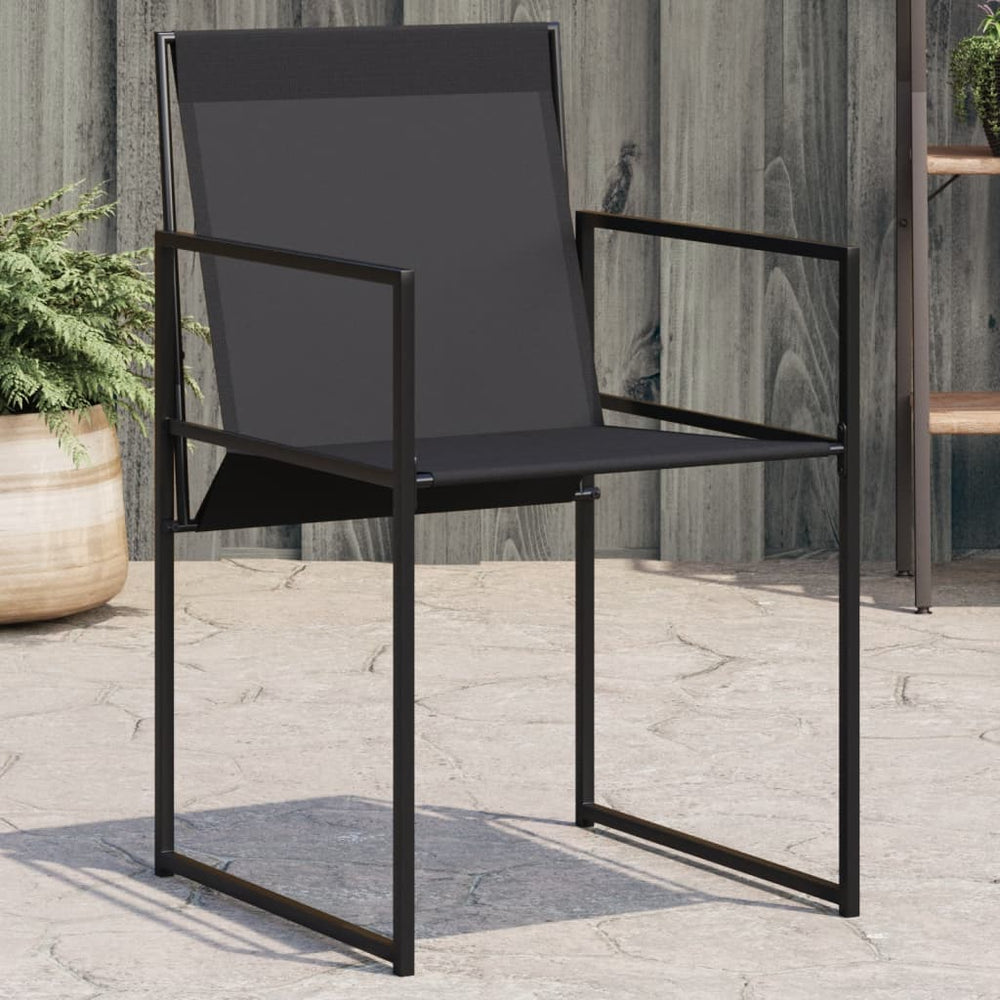 Gartenstühle 4er Set Schwarz Textilene & Stahl