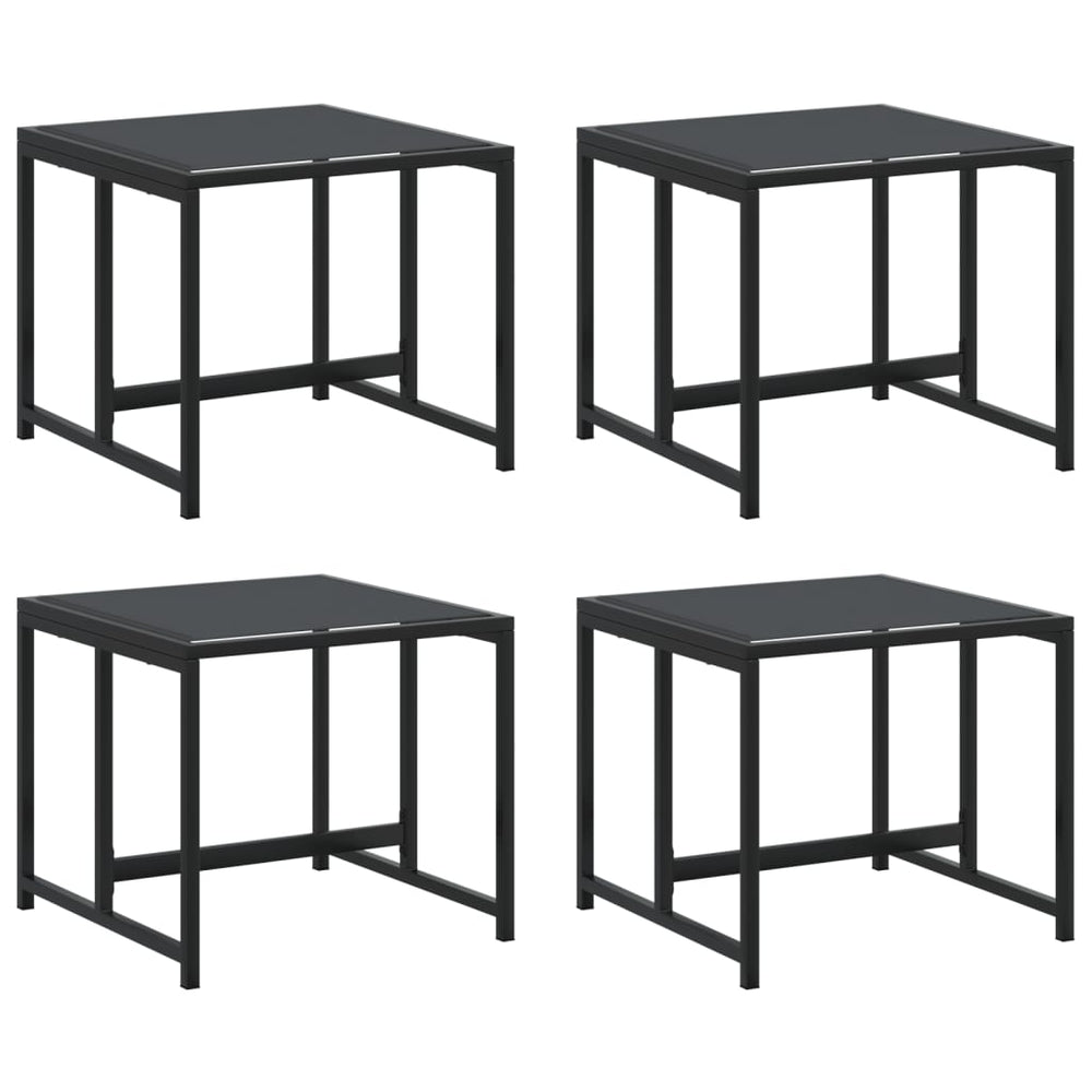 Gartenhocker 4er Set, Schwarz