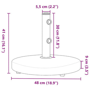vidaXL Parasol Base Ø32/38/48 mm Pole 25 kg Round