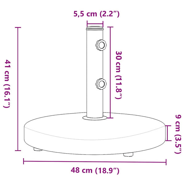 vidaXL Parasol Base Ø32/38/48 mm Pole 25 kg Round