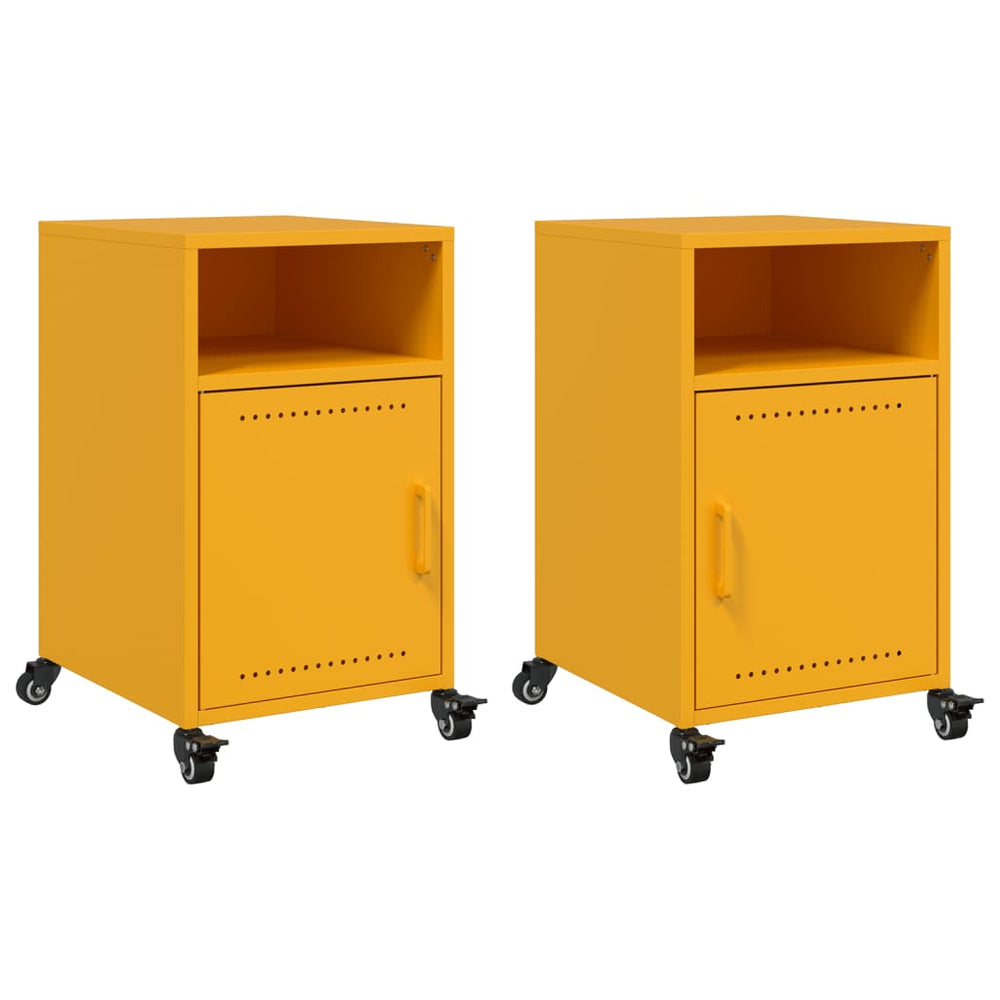 vidaXL Nightstands 2 pcs Mustard Yellow 36x39x59 cm Steel