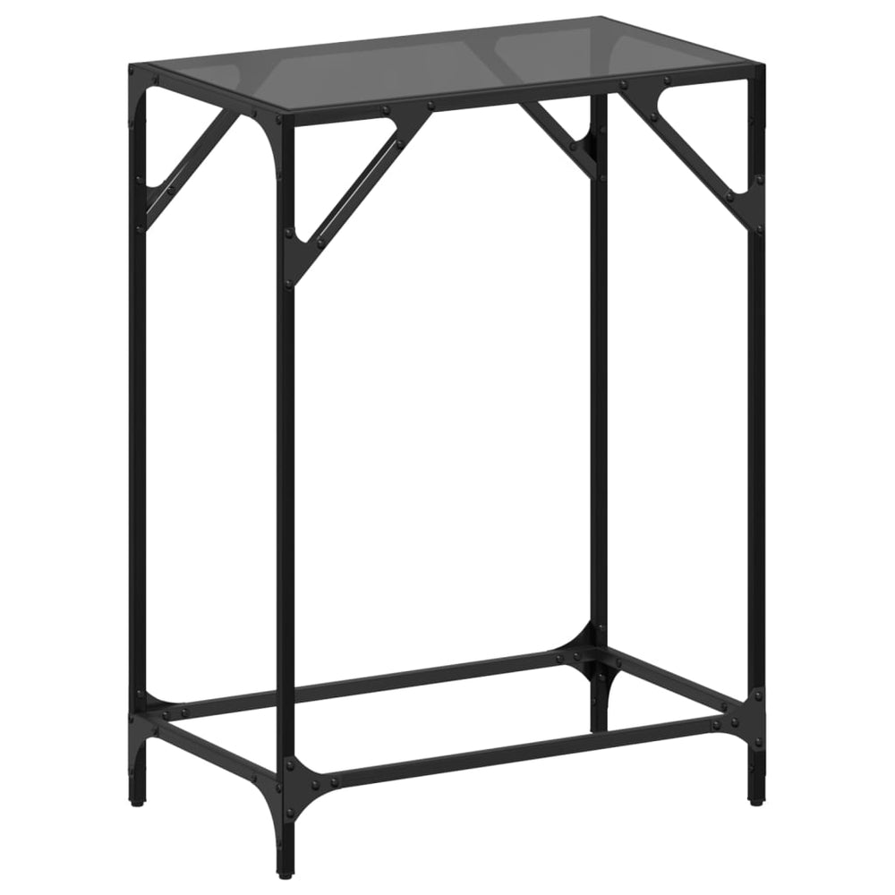 vidaXL Console Table with Glass Top Black 60x35x81 cm Steel