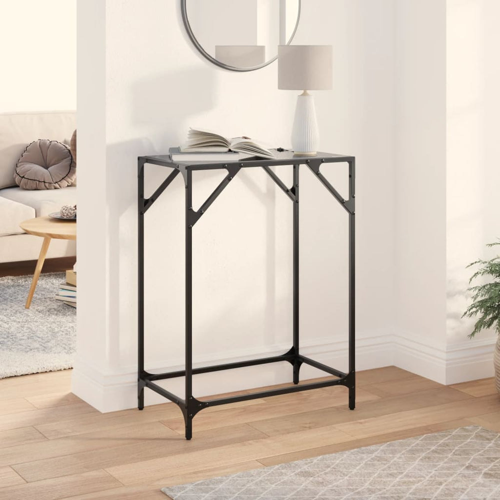 vidaXL Console Table with Glass Top Black 60x35x81 cm Steel
