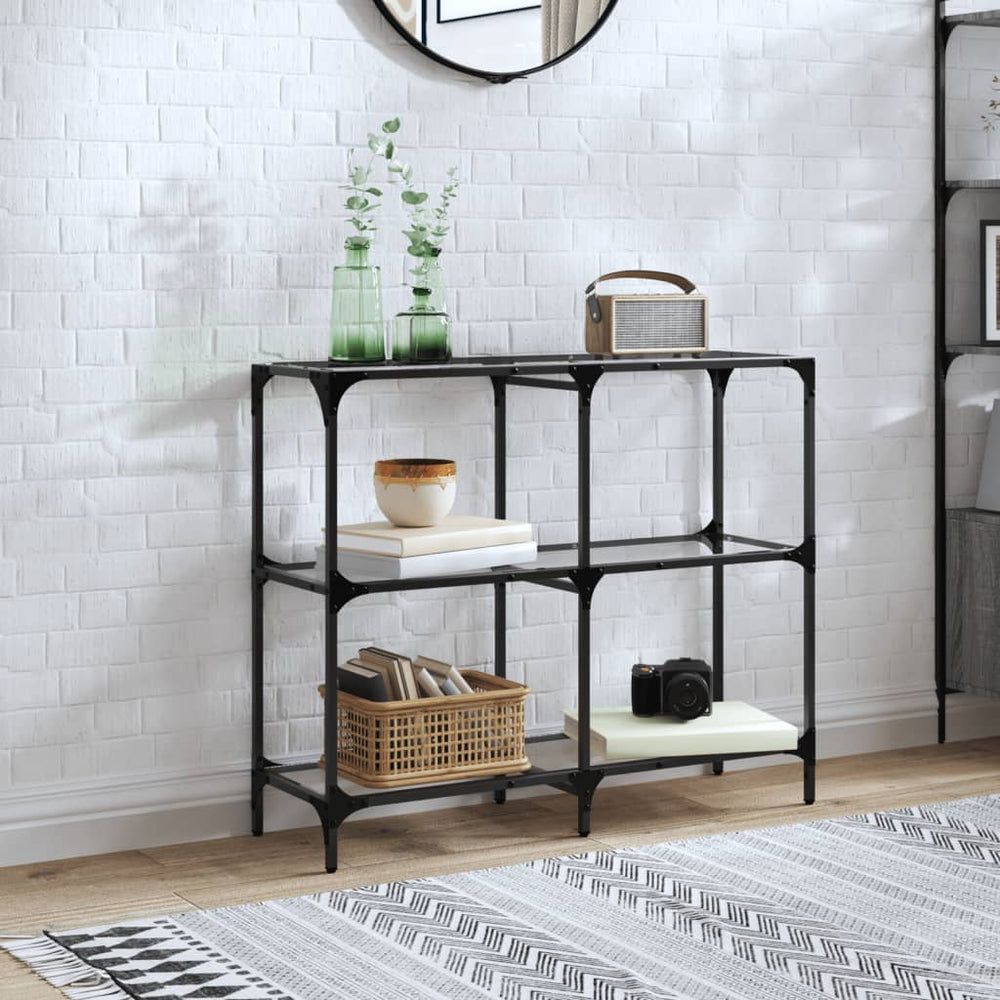vidaXL Console Table with Glass Top Transparent 98x30x81 cm Steel