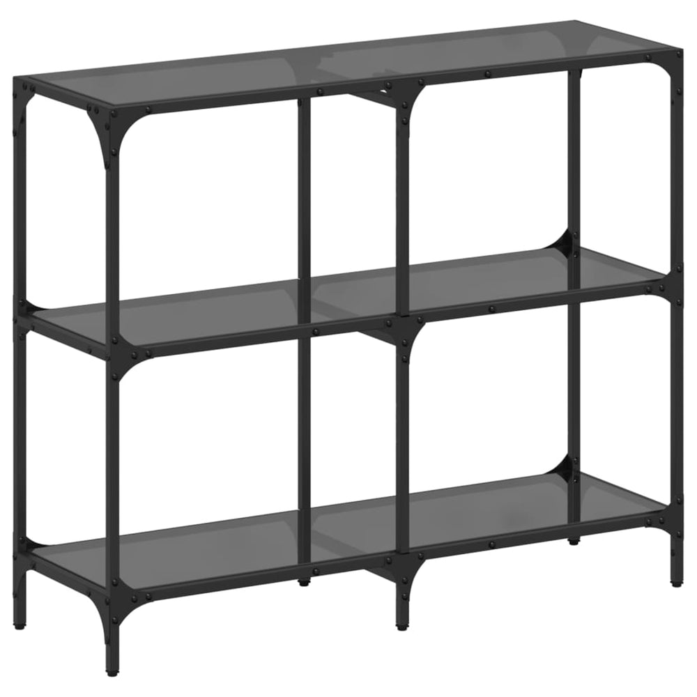 vidaXL Console Table with Glass Top Black 98x30x81 cm Steel