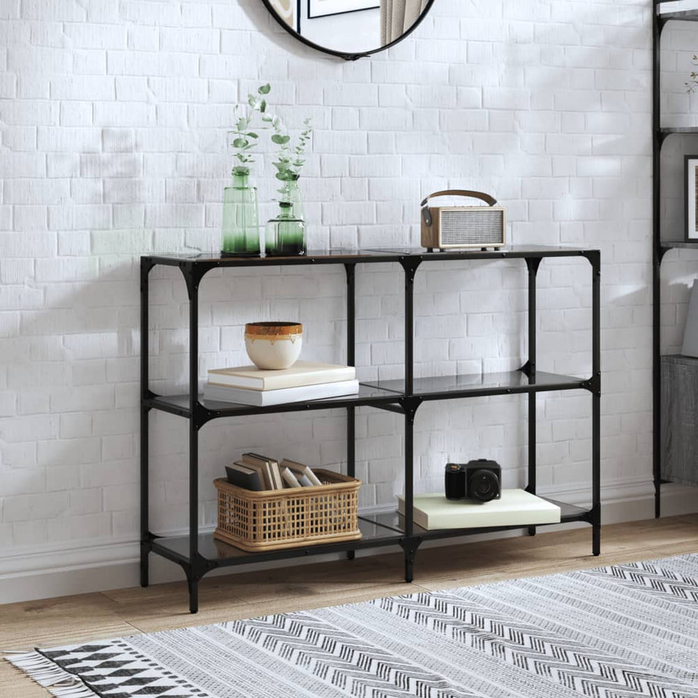 vidaXL Console Table with Glass Top Black 118.5x30x81 cm Steel