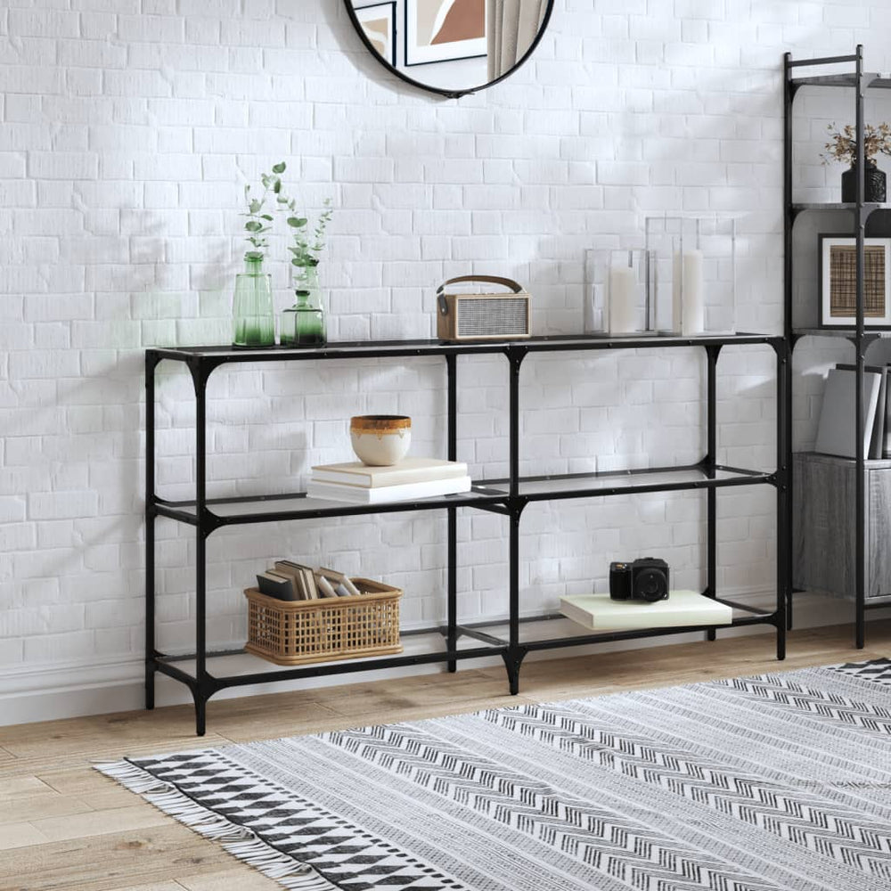 vidaXL Console Table with Glass Top Transparent 158.5x30x81 cm Steel