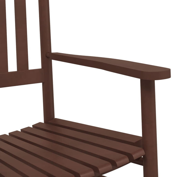 vidaXL Rocking Chair with Folding Table Brown Solid Poplar Wood