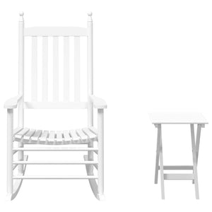 vidaXL Rocking Chair with Folding Table White Solid Poplar Wood