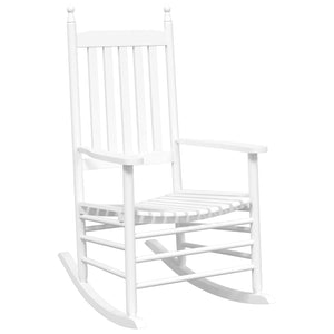 vidaXL Rocking Chair with Folding Table White Solid Poplar Wood