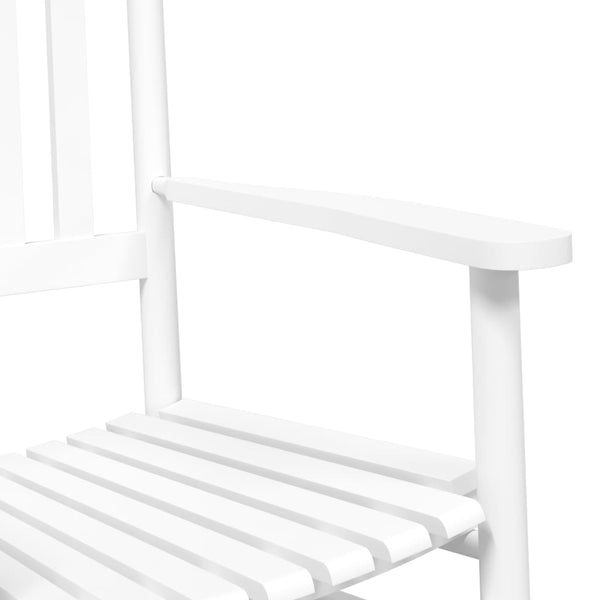 vidaXL Rocking Chair with Folding Table White Solid Poplar Wood