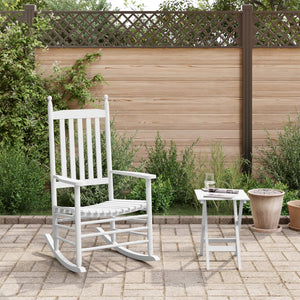 vidaXL Rocking Chair with Folding Table White Solid Poplar Wood