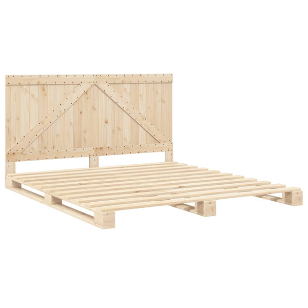Massivholzbett Kiefer 200x200 cm mit Kopfteil