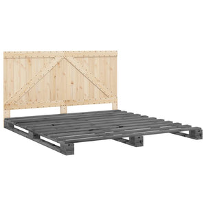 Massivholzbett Kiefer Grau 200x200 cm