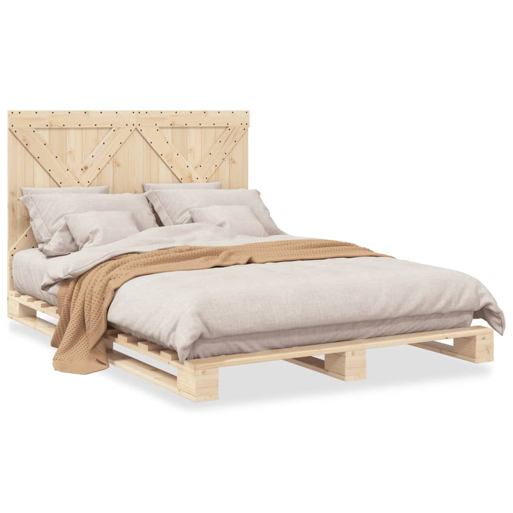 vidaXL Solid Pine Bed with Headboard 160x200 cm