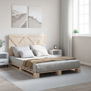 vidaXL Solid Pine Bed with Headboard 160x200 cm