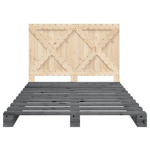 vidaXL Solid Wood Bed with Headboard Grey 160x200 cm Pine