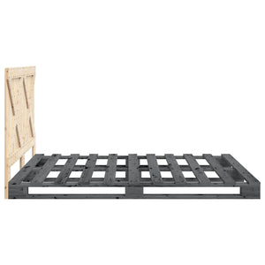 vidaXL Solid Wood Bed with Headboard Grey 160x200 cm Pine