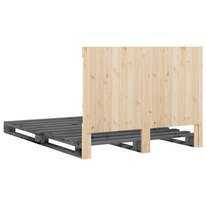 vidaXL Solid Wood Bed with Headboard Grey 160x200 cm Pine