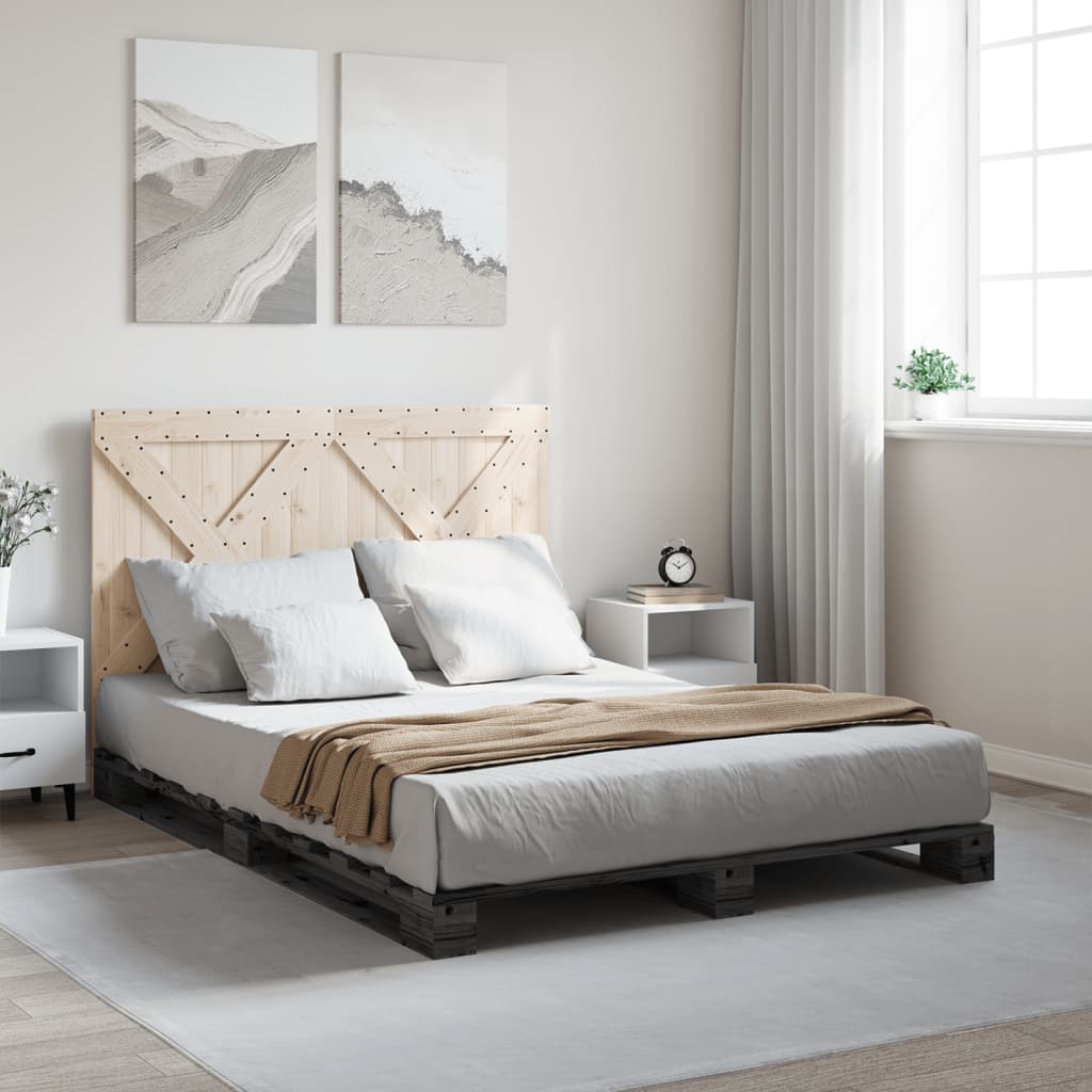 vidaXL Solid Wood Bed with Headboard Grey 160x200 cm Pine